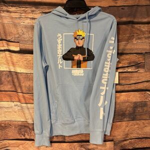 NWT Naruto Shippuden Men's XS Blue Uzumaki Graphic Pullover Hoodie Anime Manga